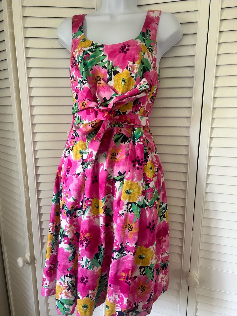 Anne Klein NWT Pink & Yellow Floral Belted Sundress size 6